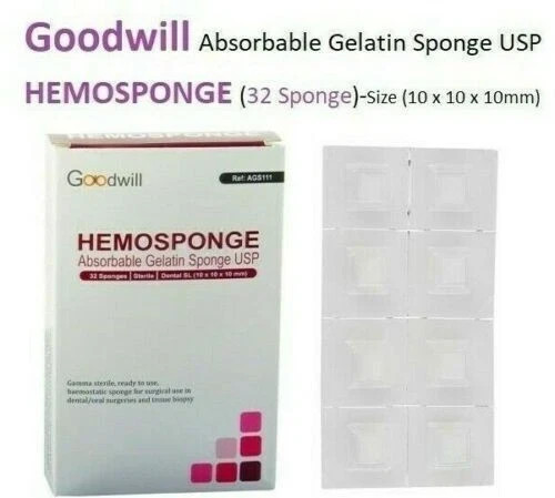 SPONGES 32pcs PACK #10x10x10mm HEMOSPONGE ABSORBABLE GELATIN STERILE DENTAL?(FS