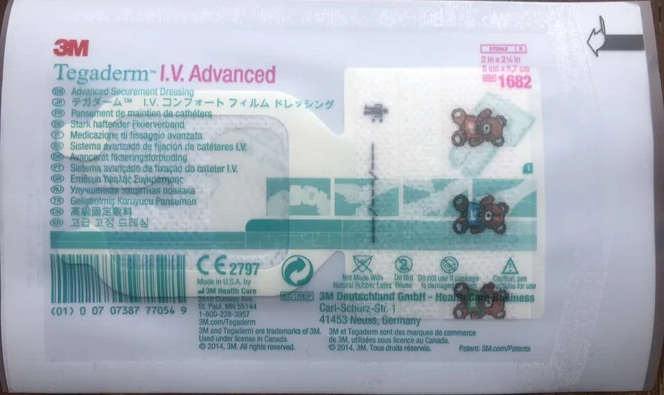 Tegaderm IV Transparent Film Dressing Pediatric 1682, 2 x 2 1/4″ – Lot of 20