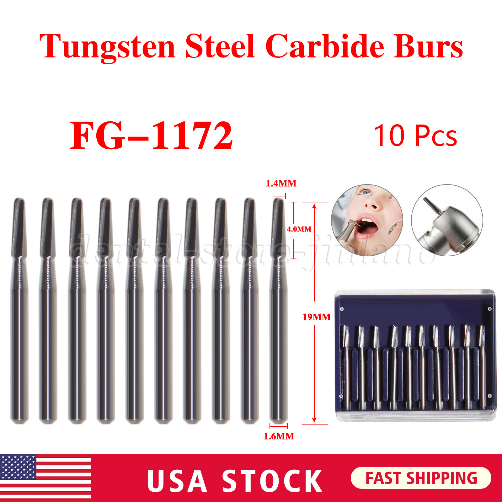 Dental Tungsten Carbide Burs FG Round Taper End High Speed FG 1172