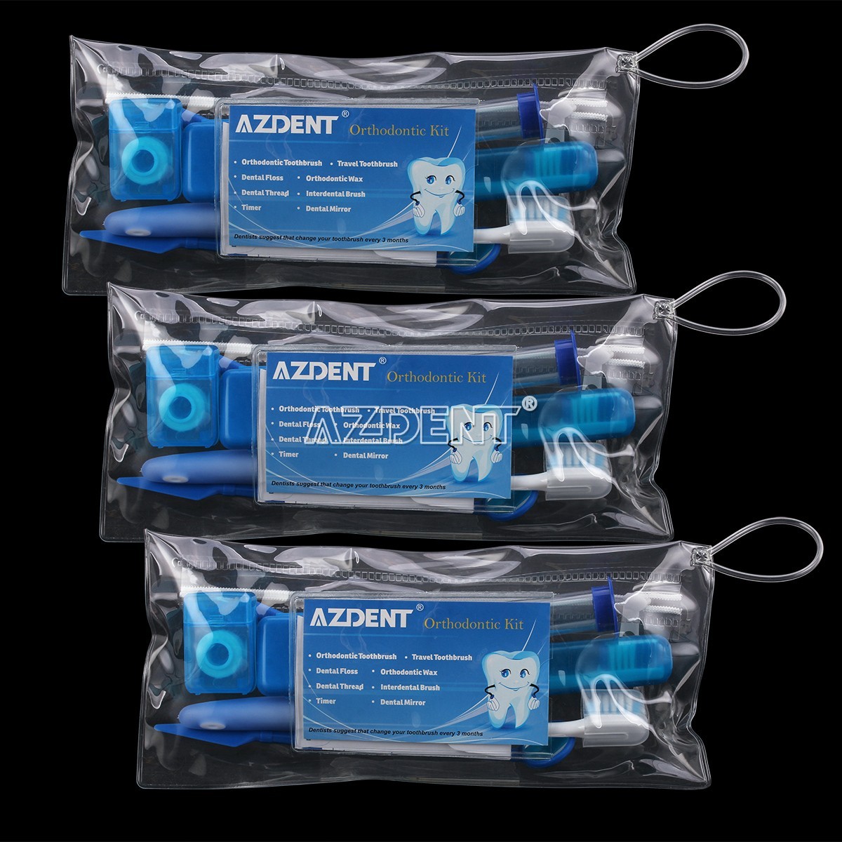 5 X Dental Orthodontic Brush Toothbrush Interdental Floss Oral Care Blue