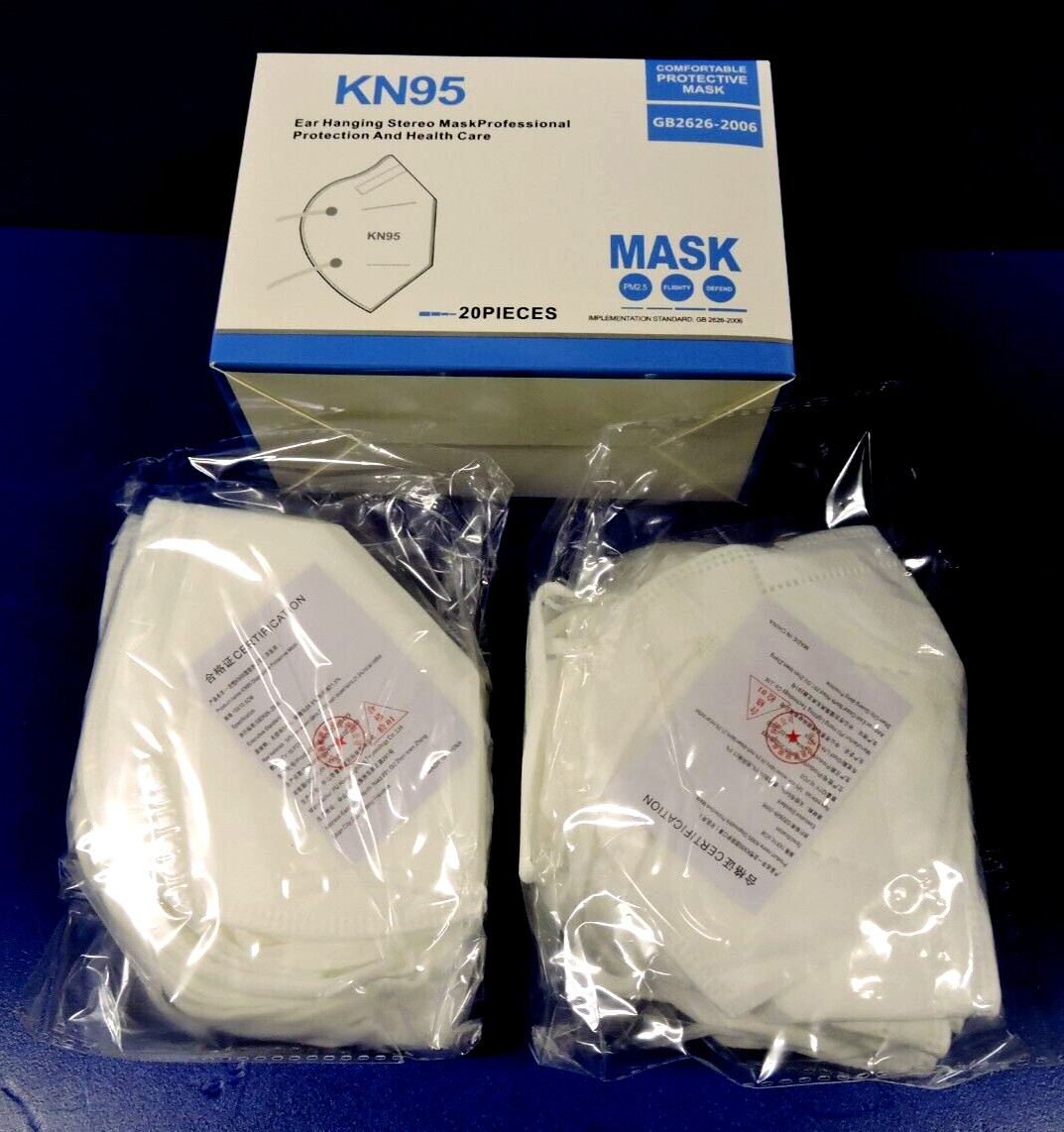 20 Pcs KN95 Face Mask Respirator Mouth Nose Cover 95% Protective 5-Layer / WHITE