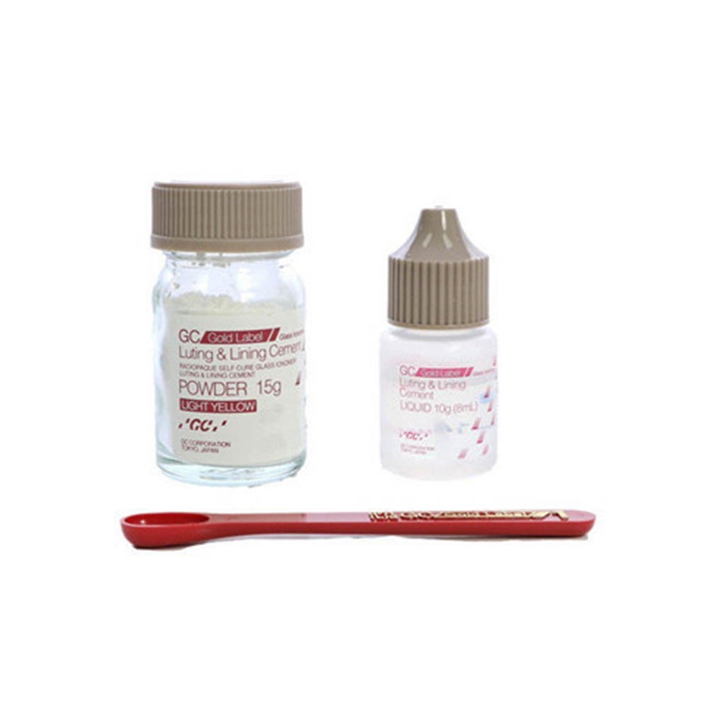 GC Gold Label 1 Glass Ionomer Mini Pack Luting & Lining Cement glue 15g and 10gm