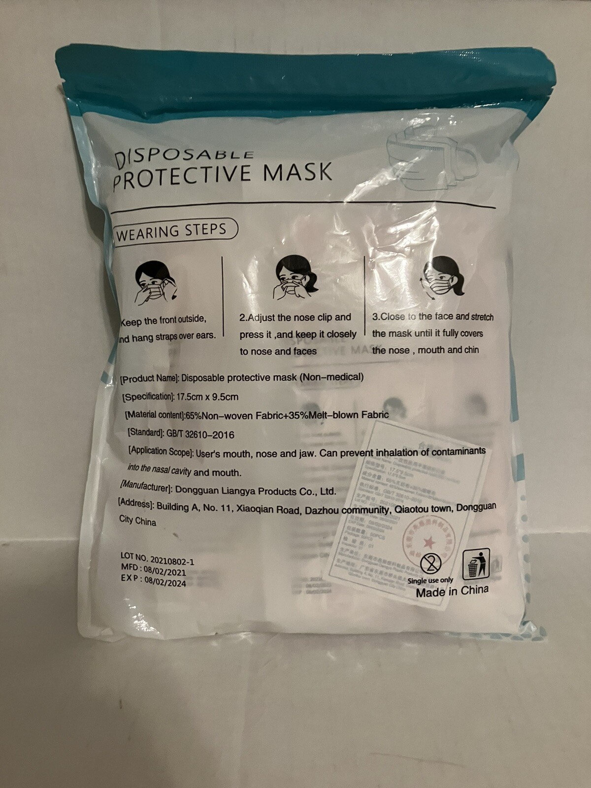 Disposable Protective Mask 50pcs Pink & White