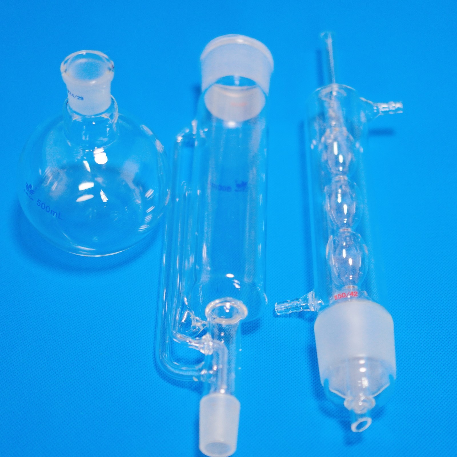 1 set of lab glass soxhlet extractor kit 1000 ml, 500 ml, 250 ml, 150 ml