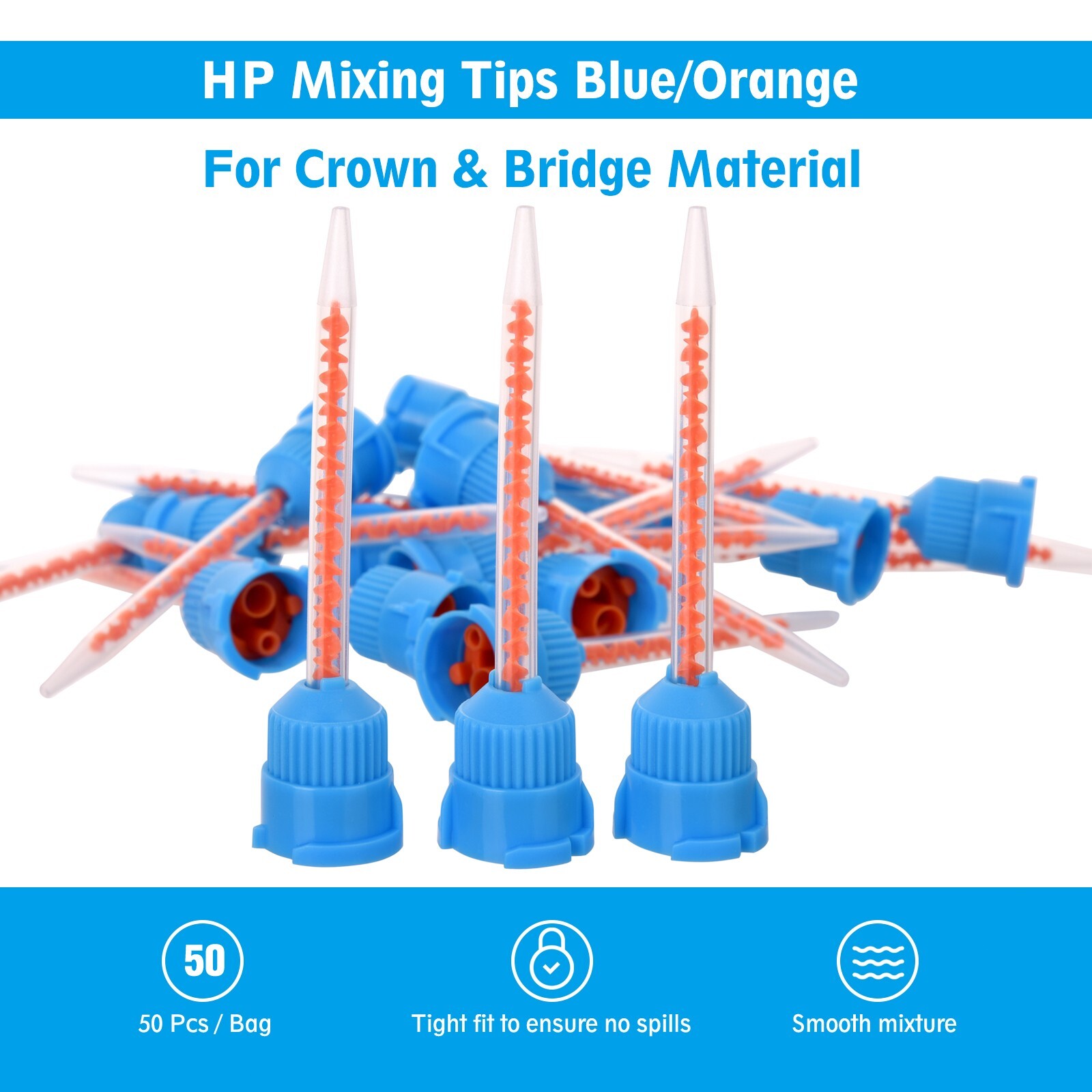 100 Dental Mixing Tips for Impression Temp Crowns Material (10:1)