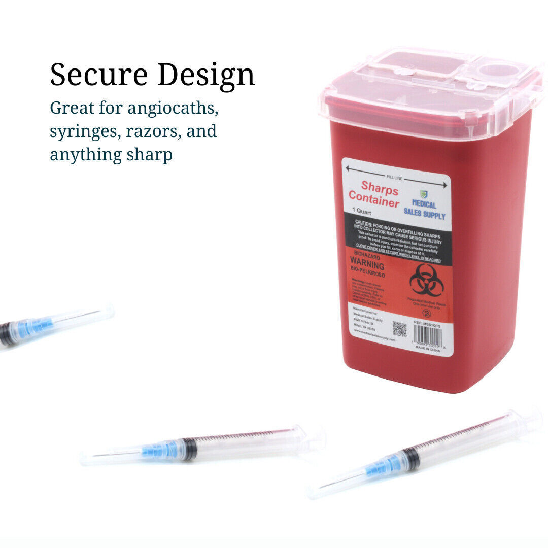 Needle Sharps Container for Home Use and Professional 1 Quart (3-Pack) by MSS