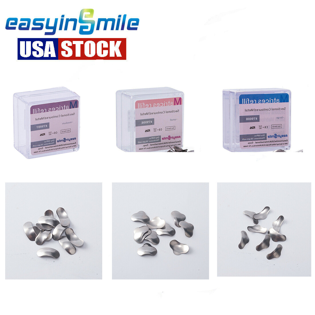Easyinsmile Dental Matrix Bands Refill Metal Sectional Contoured ( Refill 50Pcs)
