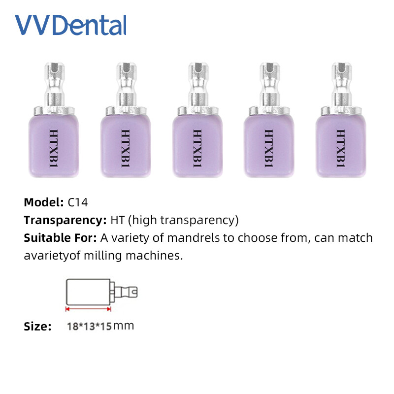 C14 Dental Lithium Disilicate Glass Ceramic Blocks CAD CAM for Planmeca 5pcs