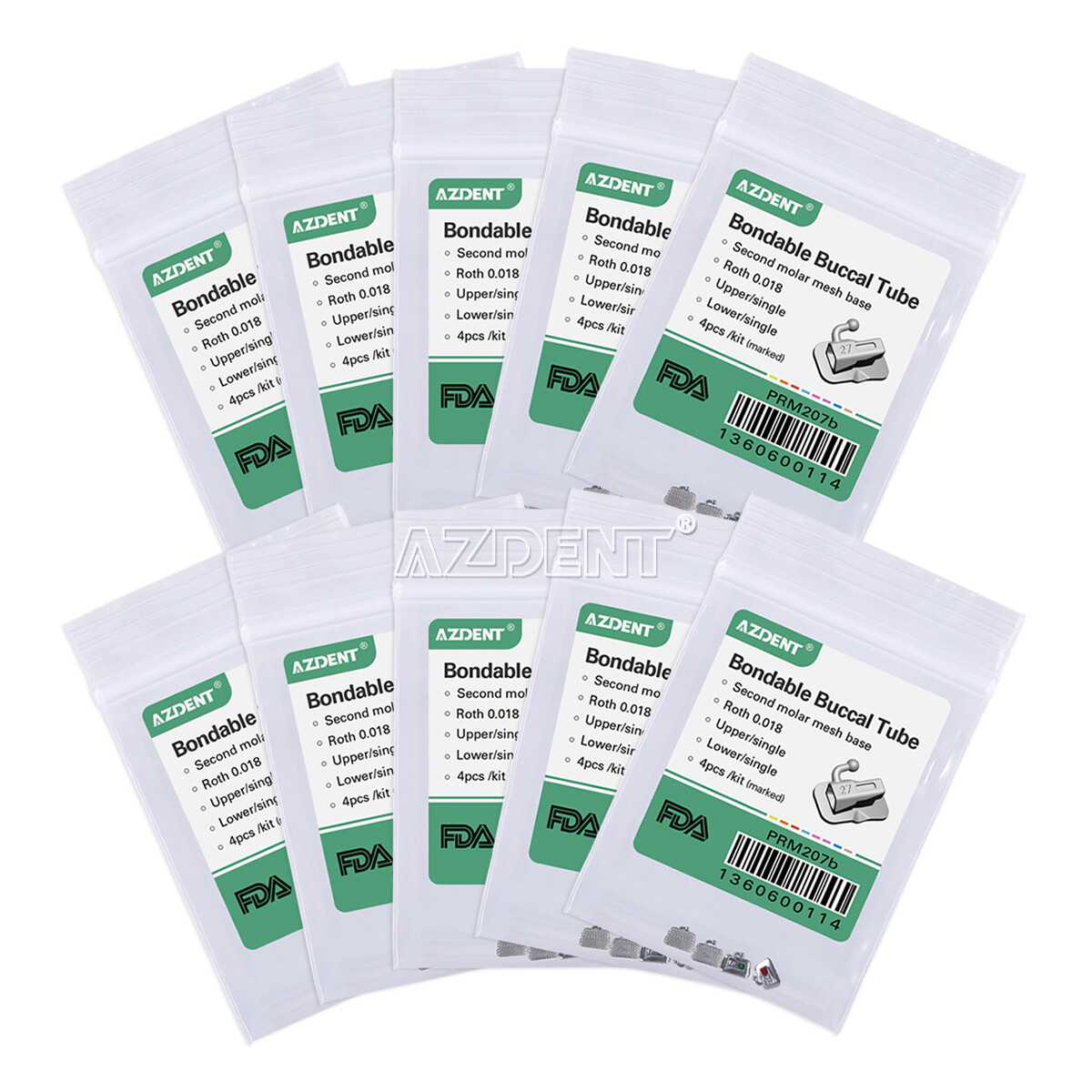 AZDENT Dental Ortho 1st Molar Buccal Tube Bondable Non-conv MBT/Roth .022 U1L1