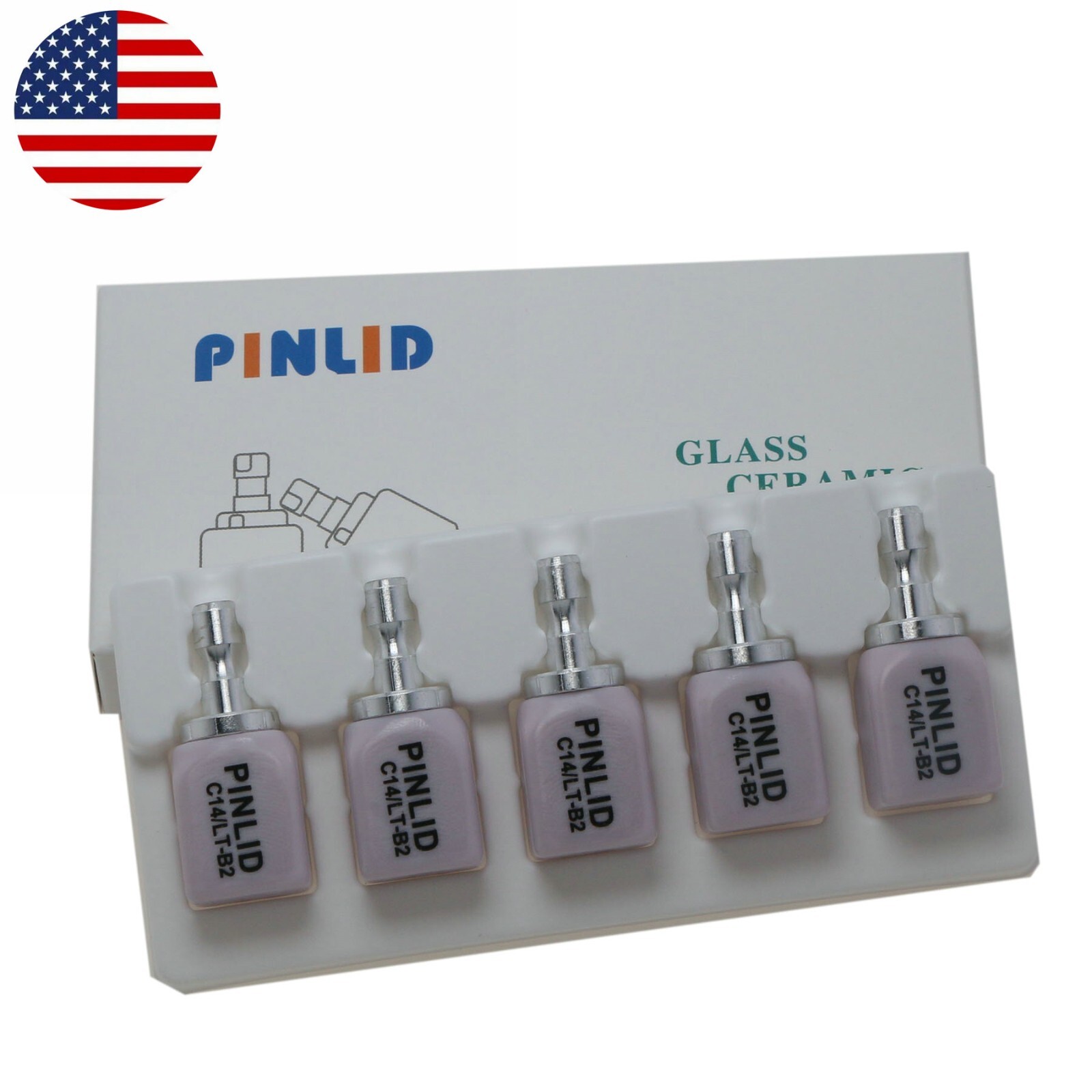 5Pcs/Box LT C14 Dental Glass Ceramic Lithium Dislicate Blocks Cerec Emax CAD CAM