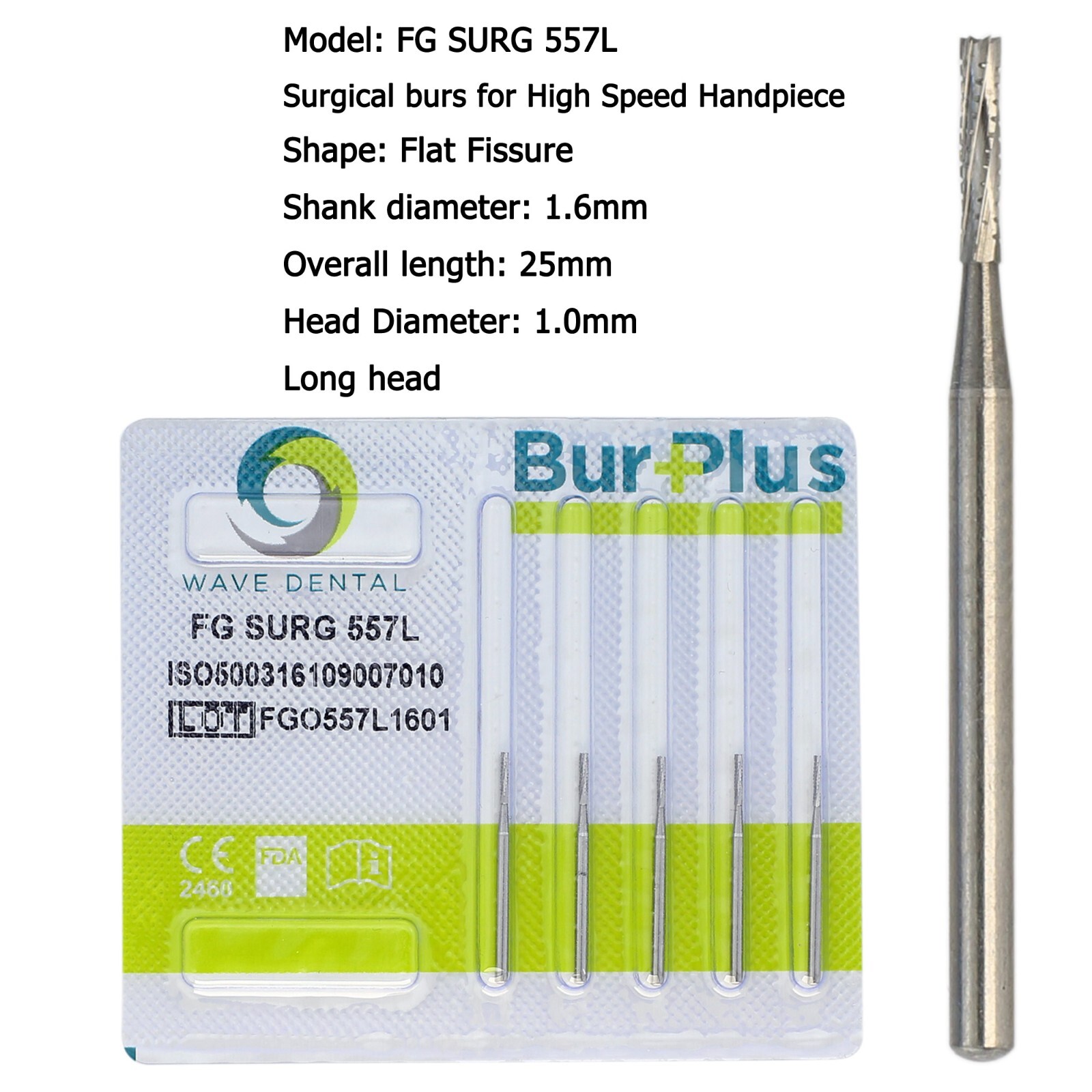 Wave Dental Carbide Surgical Burs FG SURG 2 4 557 557L 702 Long Shank High Speed