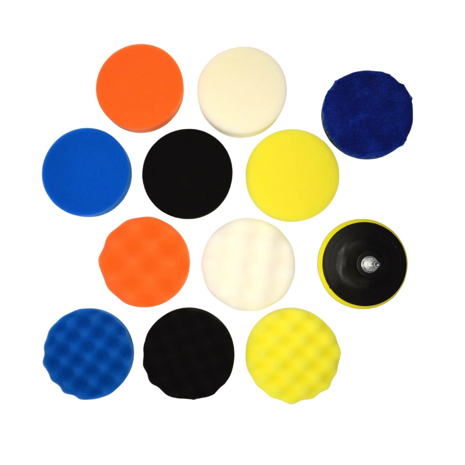12Pcs 5inch Foam Buffing Polishing Pads Kit, with Coral Fleece Pad, Backing P…