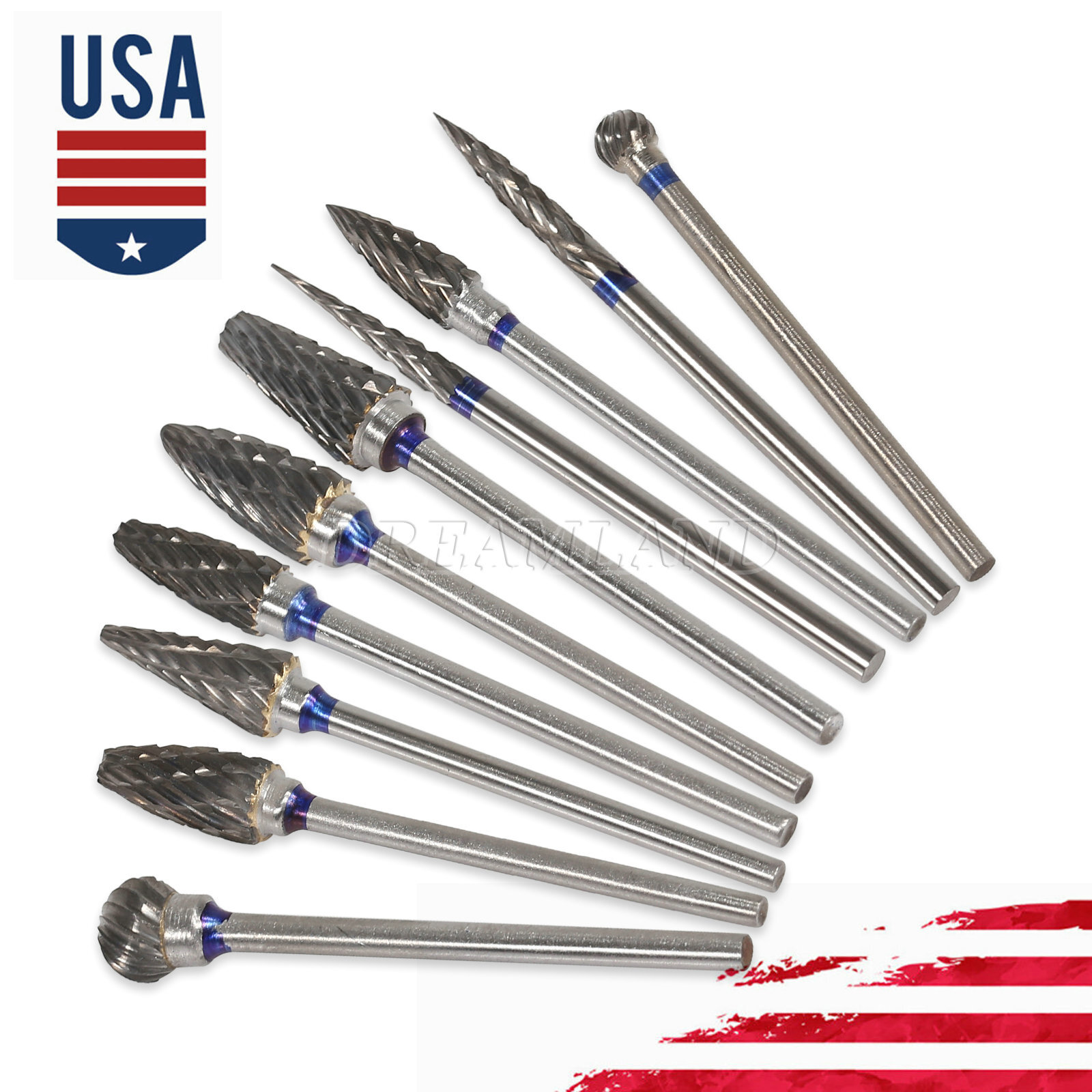 10 Tungsten Carbide Steel Dental Burs Burrs Tooth Drill 2.35mm Polisher
