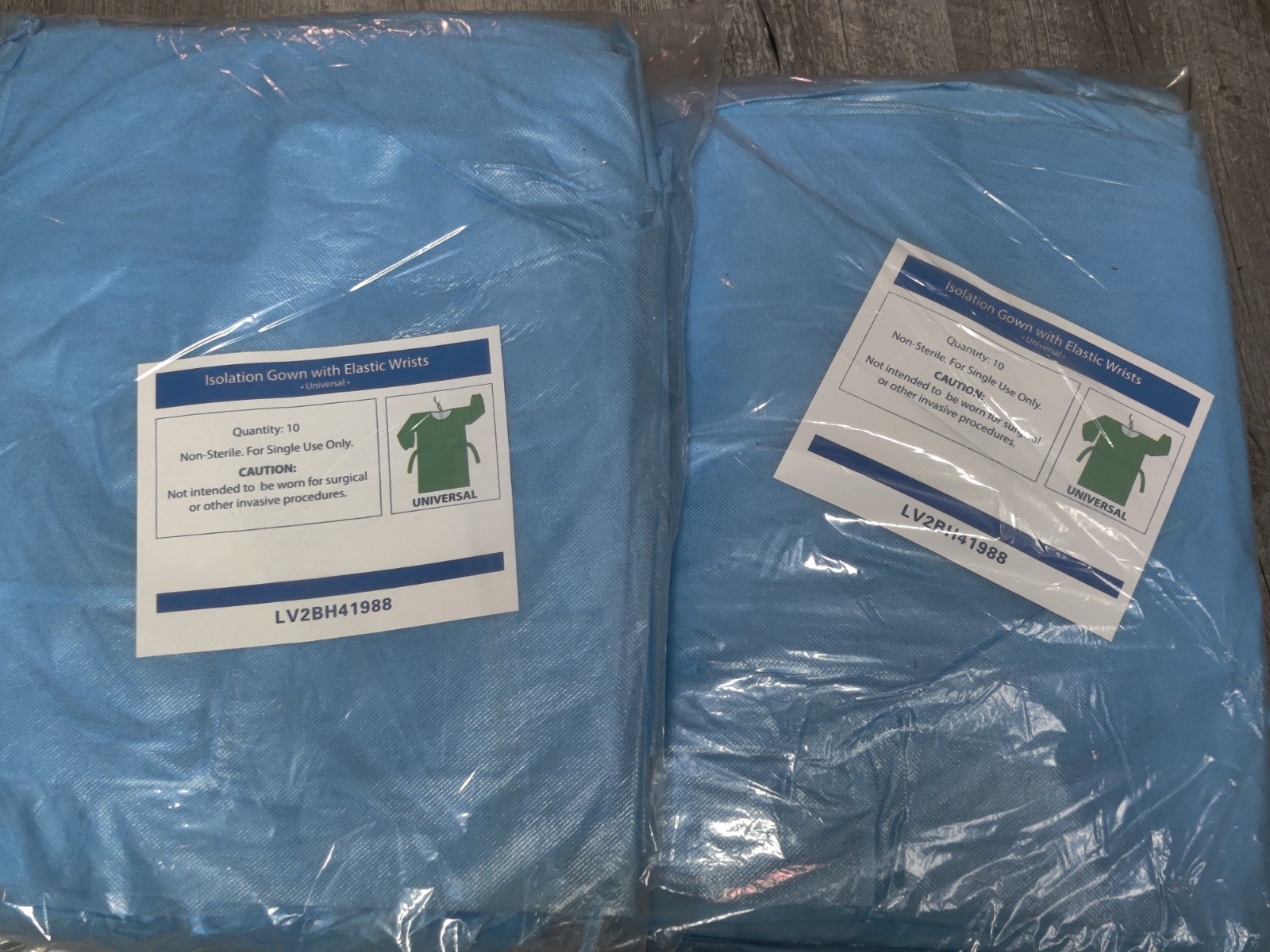 Isolation Gown With Elastic Wrists Universal One Size Blue 20 Count None-Sterile