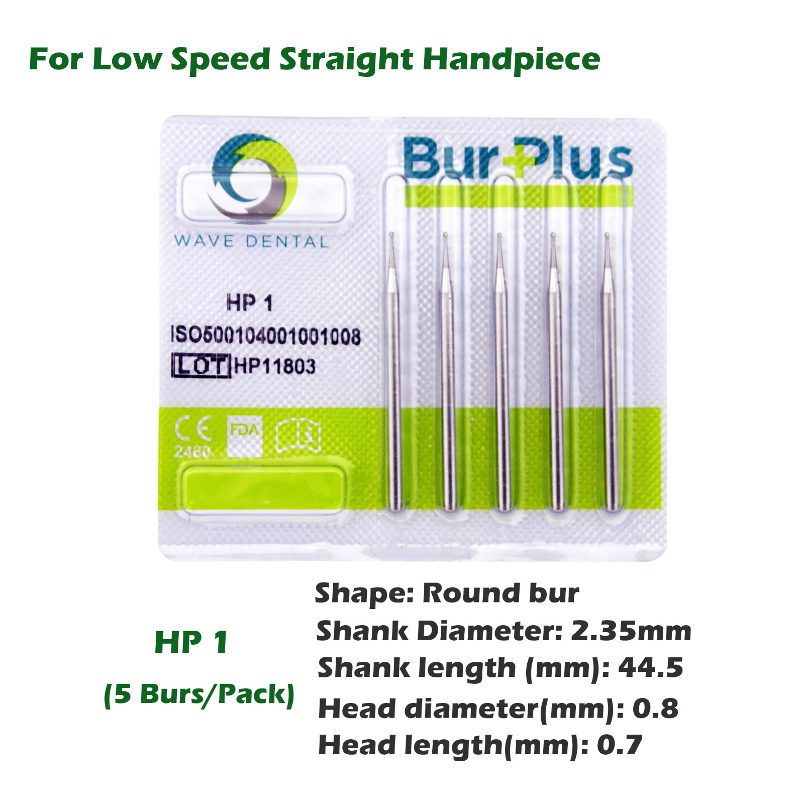 Wave Dental Carbide Straight Handpiece Burs 44.5mm Round HP1/4 1/2 2 4 6 8 10