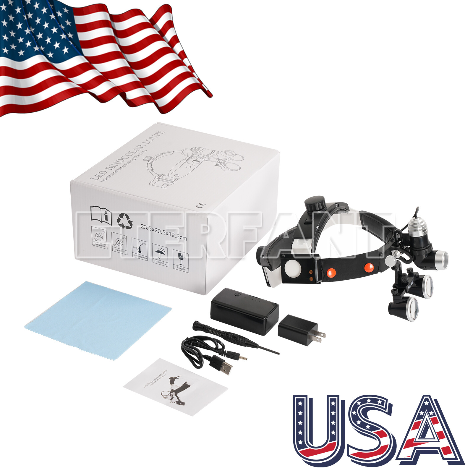 ETERFANT Dental 5W LED Lightweight Silicone Headlig Lamp/3.5X Headband Magnifier