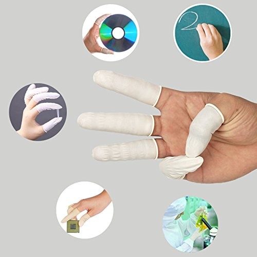 G2PLUS Disposable Latex Finger Cots Rubber, 205 Count (Pack of 1), White