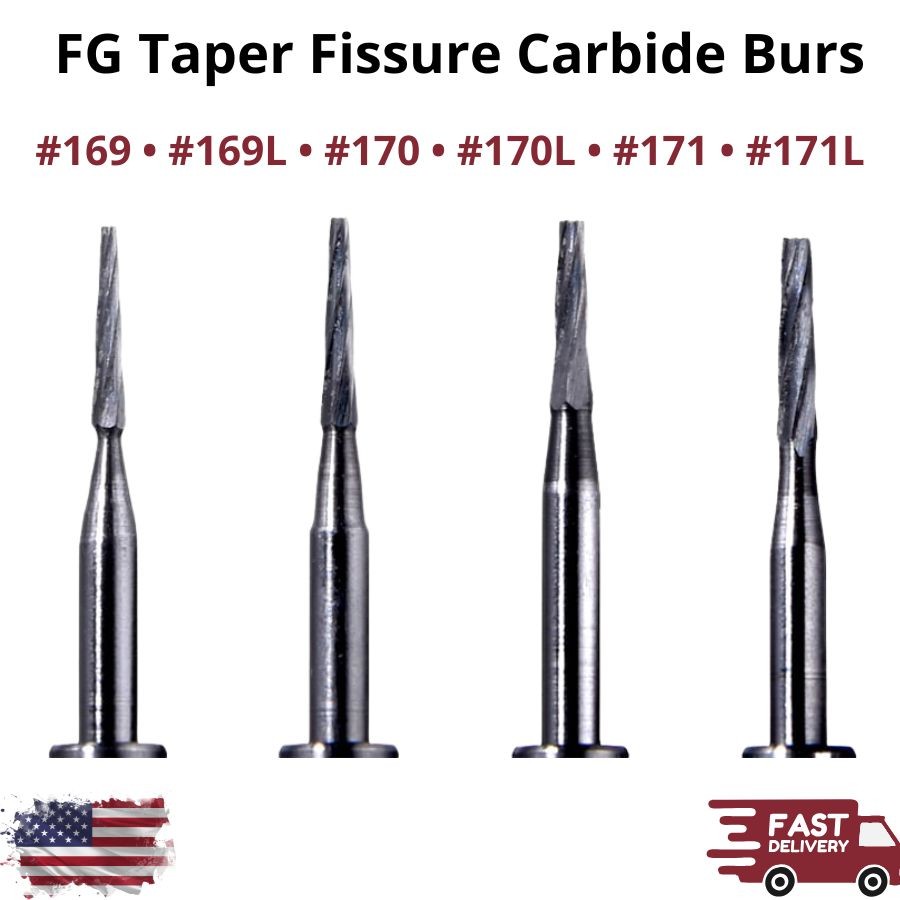 FG Taper Fissure Carbide Bur Size 169-171L High Speed Dental Friction Grip Drill