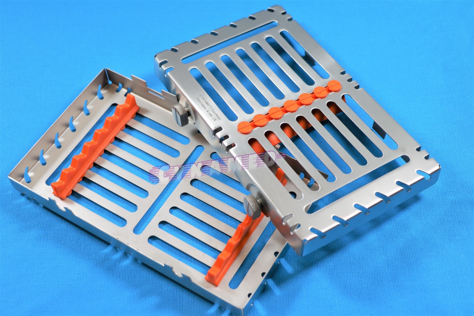 ORANGE GERMAN DENTAL STERILIZATION CASSETTE FOR 7 INSTRUMENTS DETACHABLE 2BUTTON