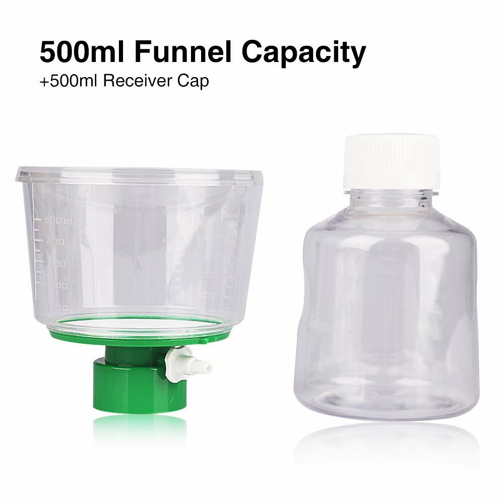 12PCS Vacuum Bottle Top Filters 0.22um PES Membrane 500ml Funnel+500ml Received