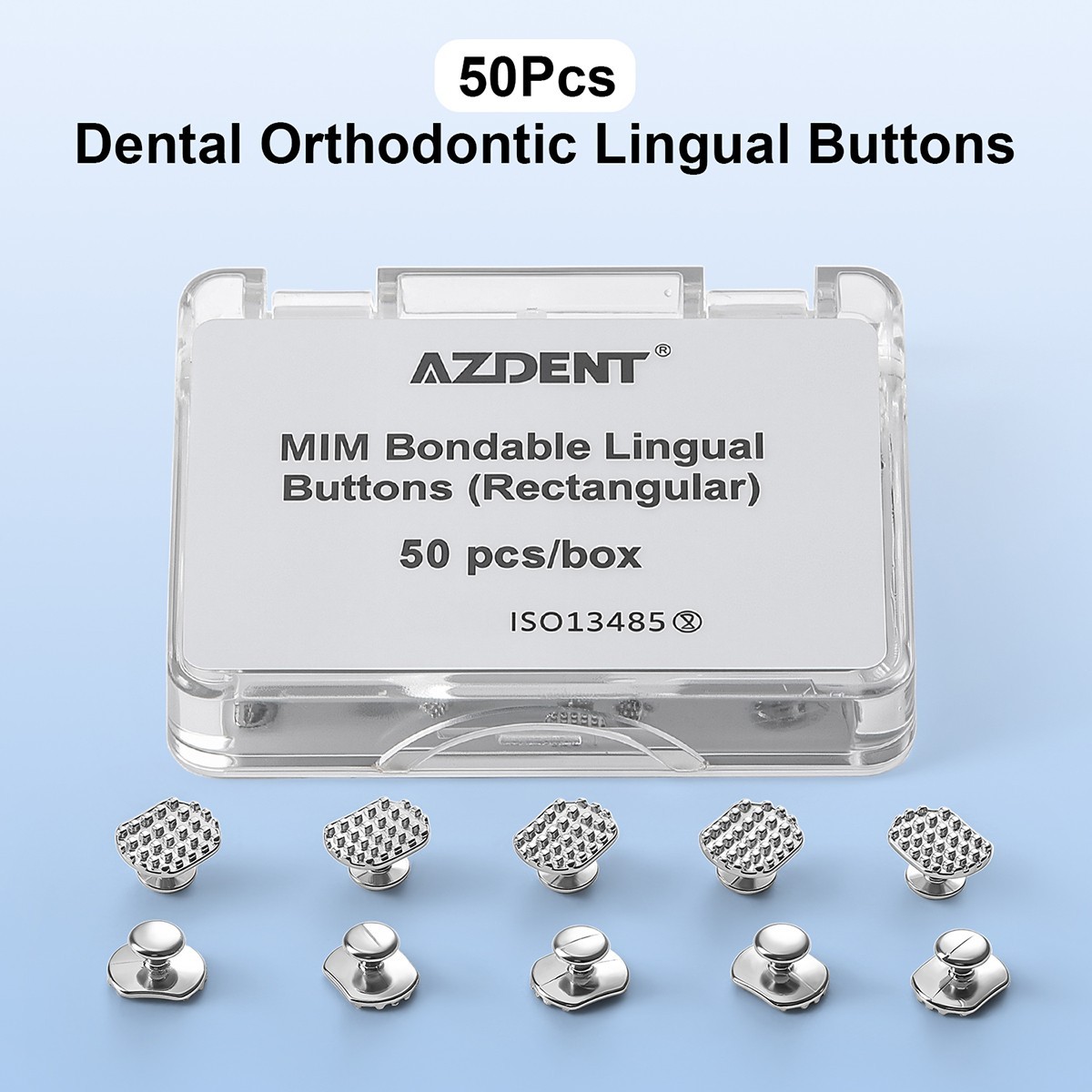 50pcs/Box Dental Ortho Lingual Buttons Bondable Round/Rectangular Mesh Base/MIM