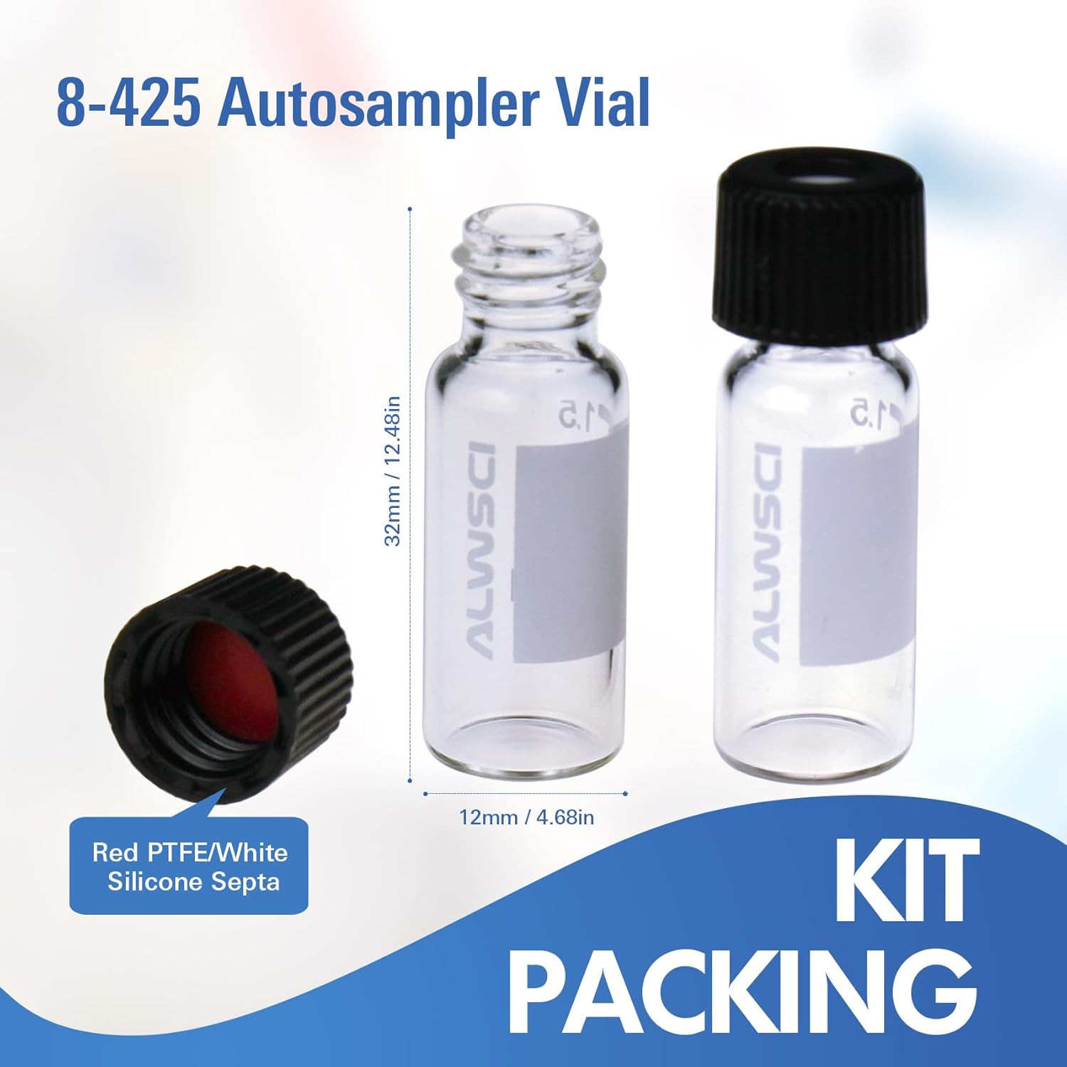 ALWSCI 2Ml 8Mm HPLC Vial，Clear Autosampler Vial, Borosilicate Sample Vial with G