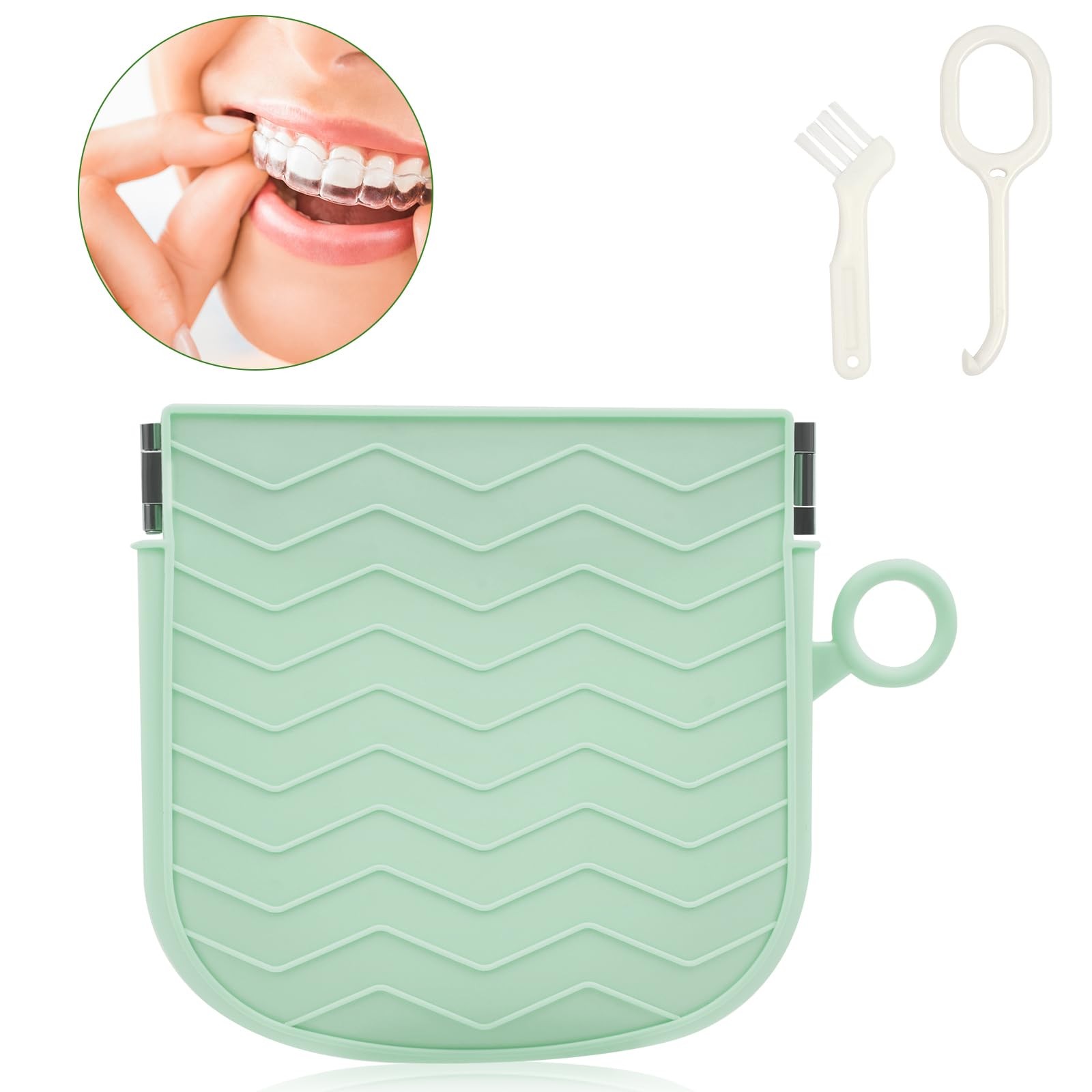 AOOWU Silicone Retainer Case with Hanging Ring Cute Holder Green
