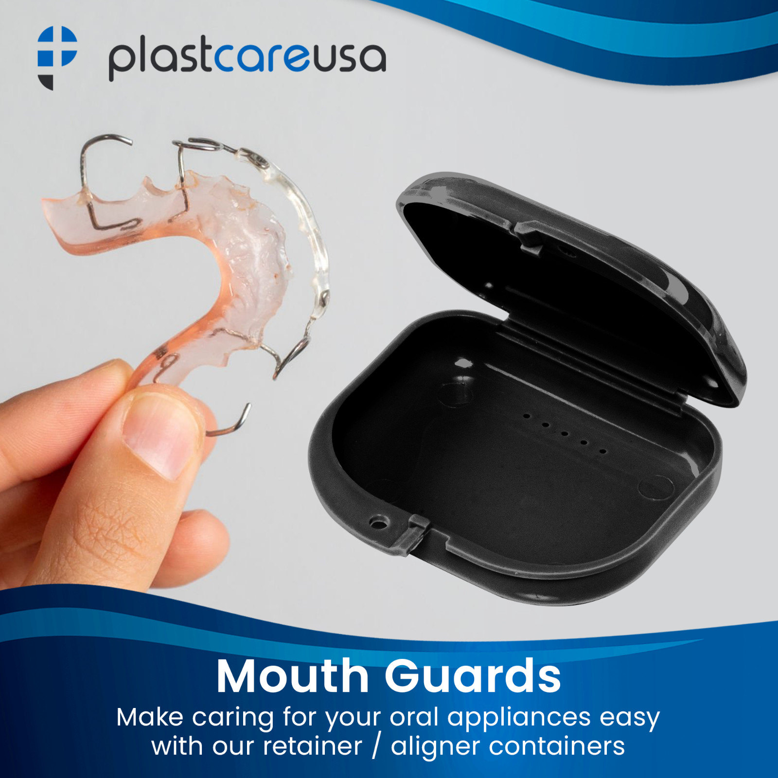 12 Black Retainer Cases w/ Vent Holes – UV Cleaner Case, Mouth Guard Aligners