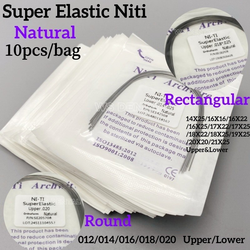 Dental Orthodontic Arch Wire Super Elastic Niti Round Rectangular Natural Form