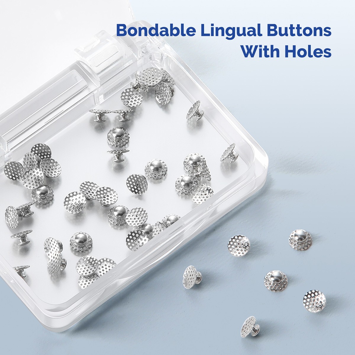 50PCS Dental Orthodontic Perforated Bondable Lingual Buttons With Hole Adhesive
