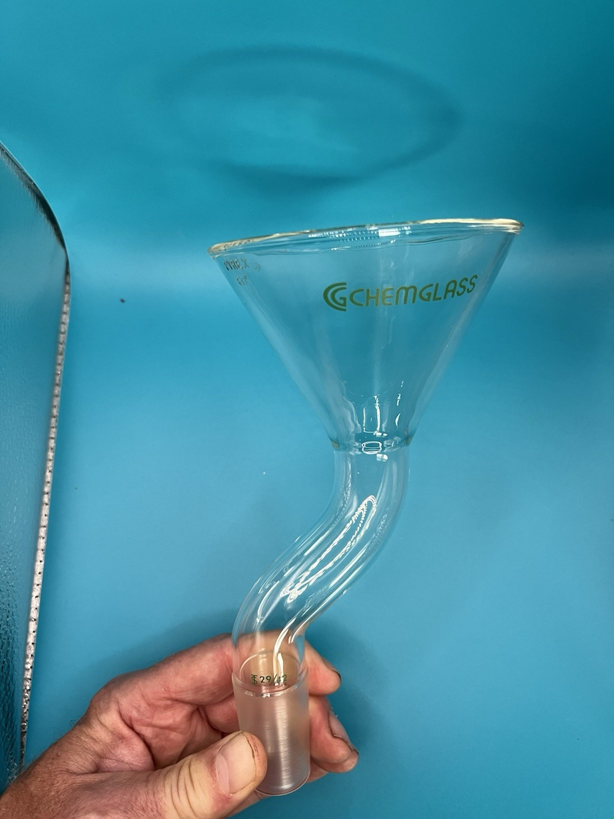 Chemglass Pyrex 60 ° Offset Angled Powder Filling Funnel Inner Joint 29/42