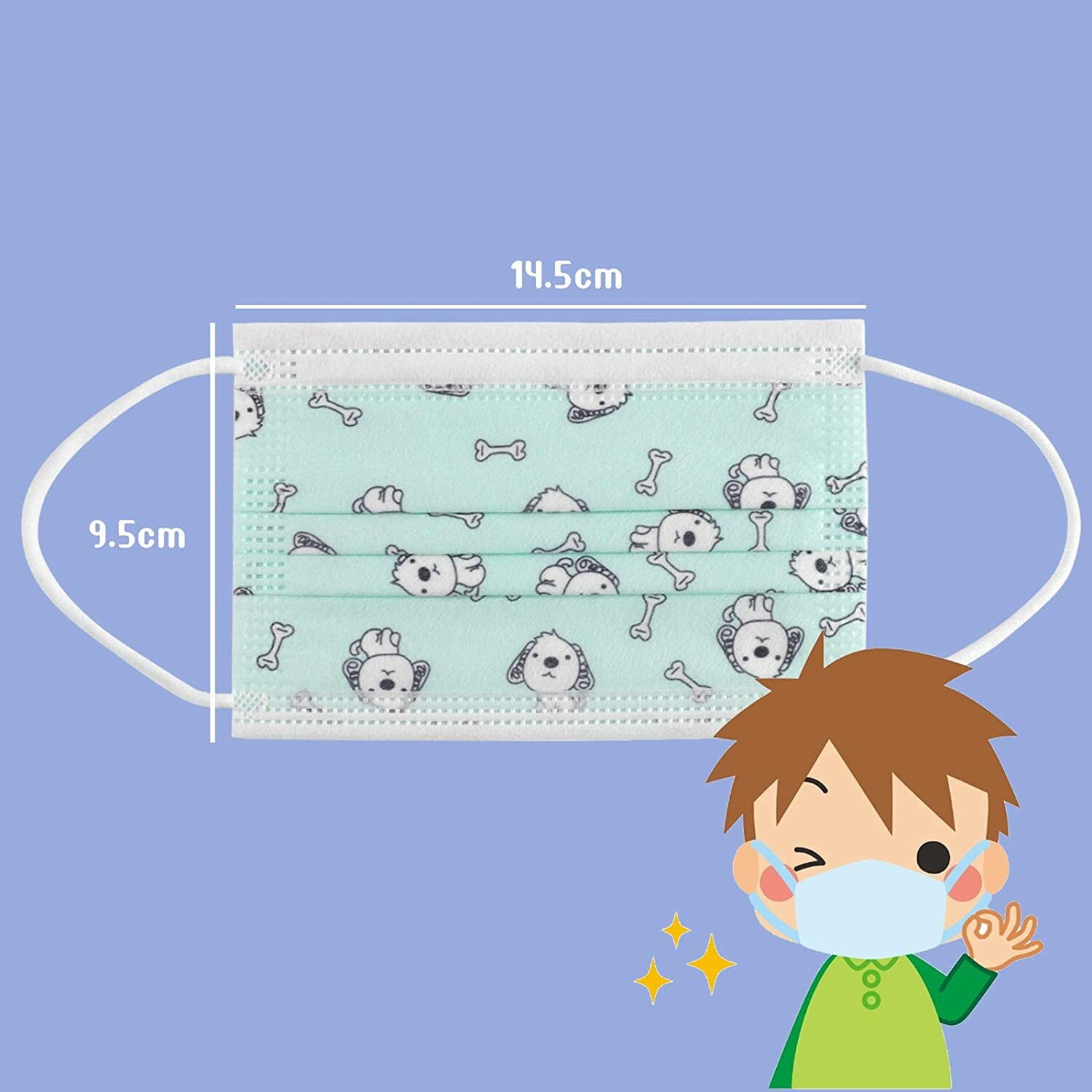 50 Pack Disposable Face Masks for Kids Toddler Teenagers Boy Girl Cartoon Mask