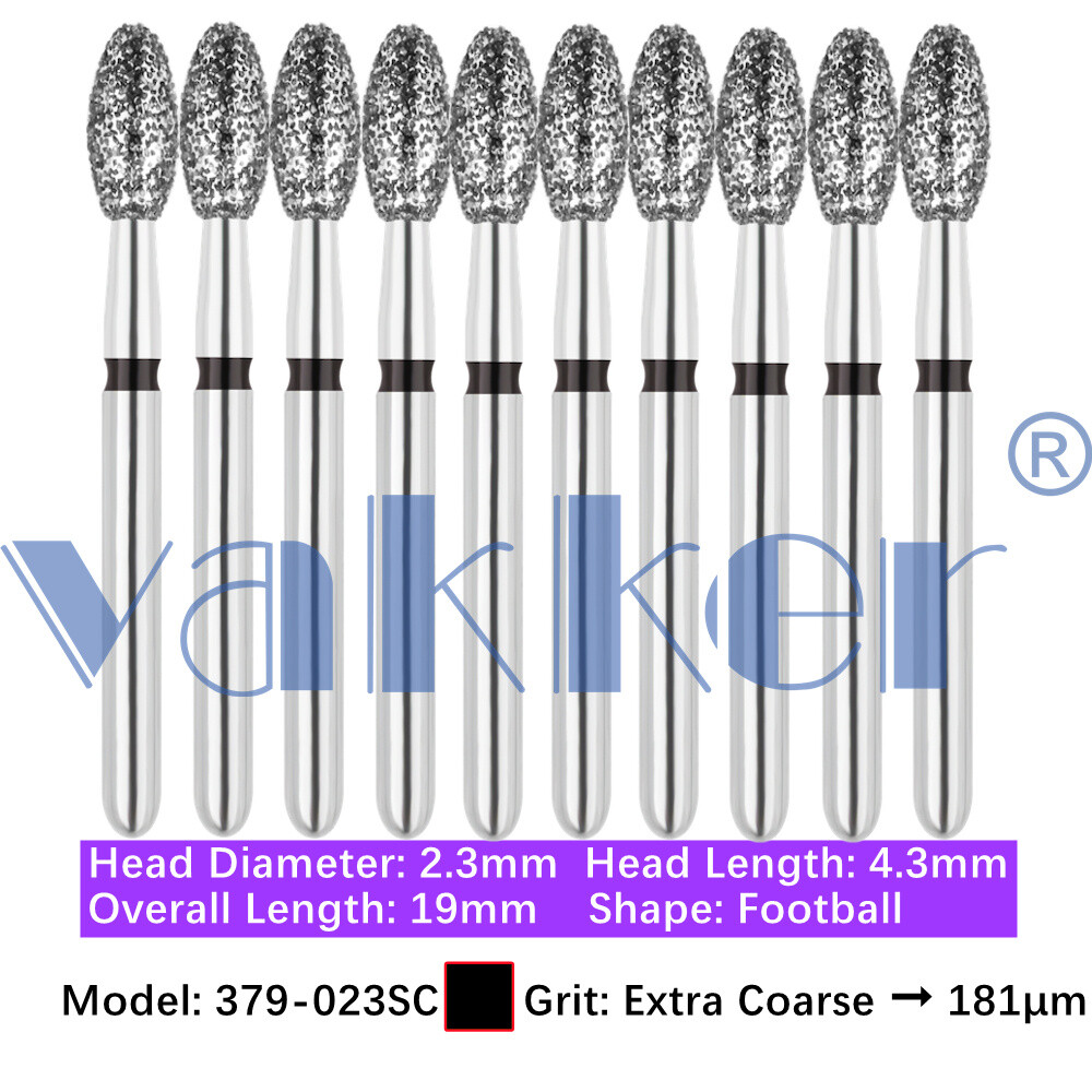 Vakker® 10pc/pk Diamond Burs Egg Diamond Bur Super Fine Medium Coarse