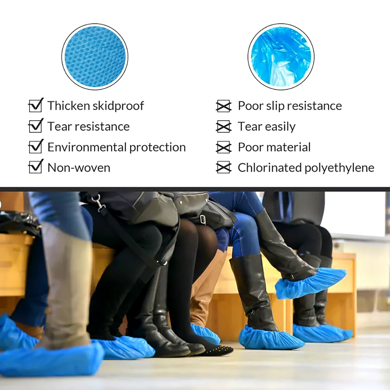 50 Pair Disposable Shoe Covers Non-Slip Boot Shoes Protector Non-Woven 2 Colors