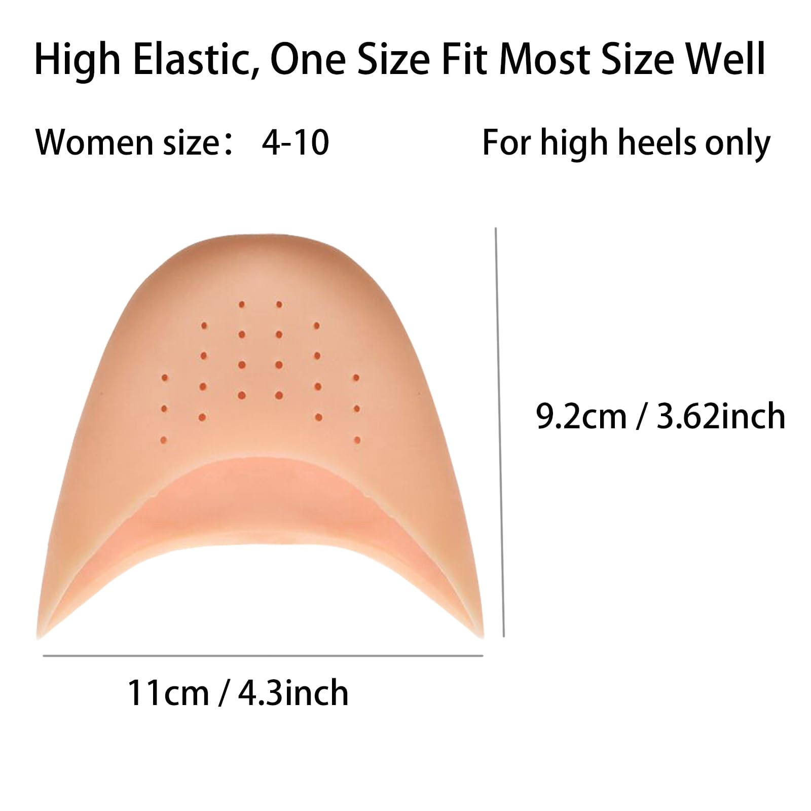 Silicone Toe Protectors for High Heel, Pads, Gel caps 4-11, Beige