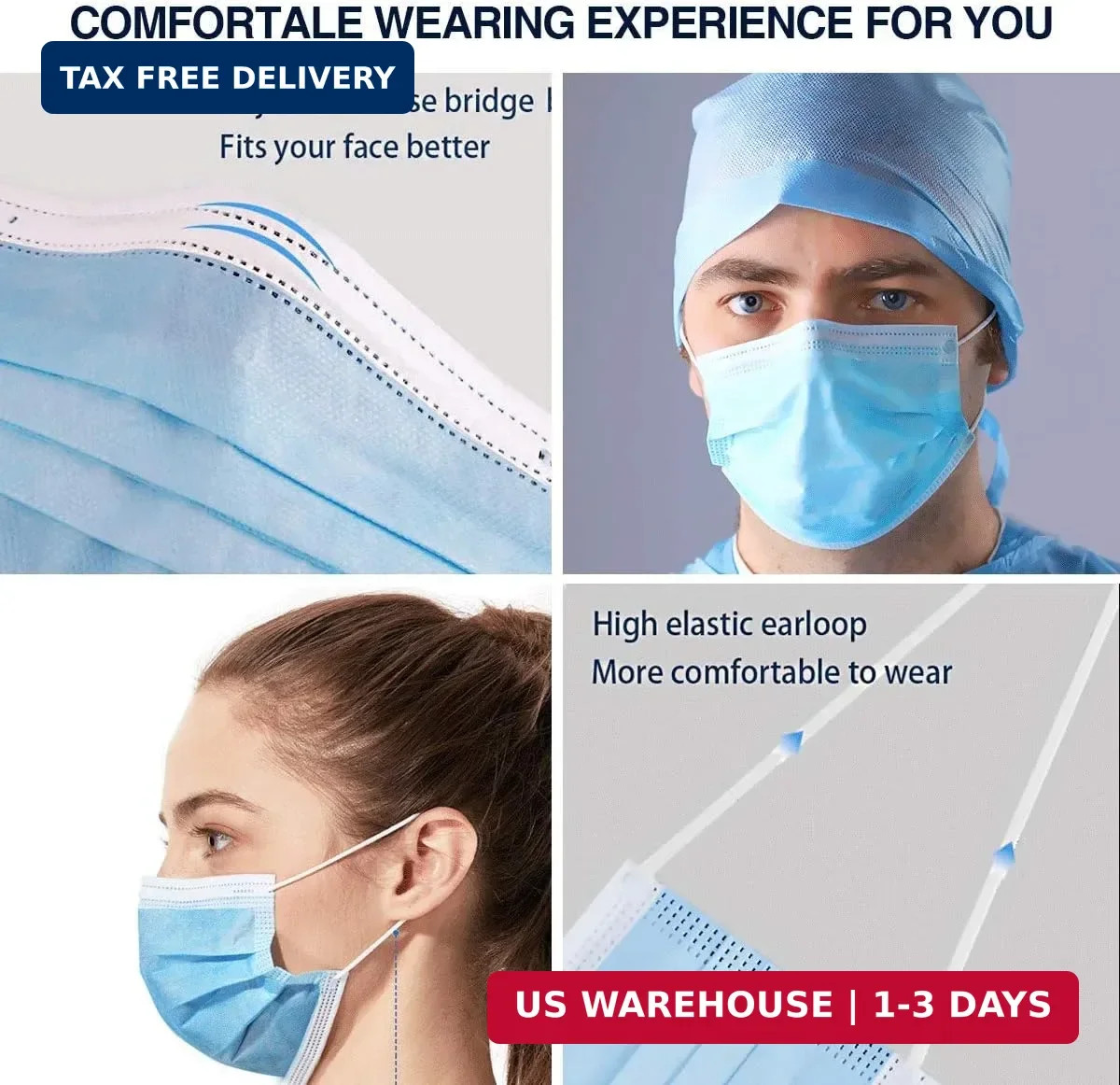 100 Pack Medical Disposable Face Masks ASTM Level 2 for Protection | 3 Layers Sa
