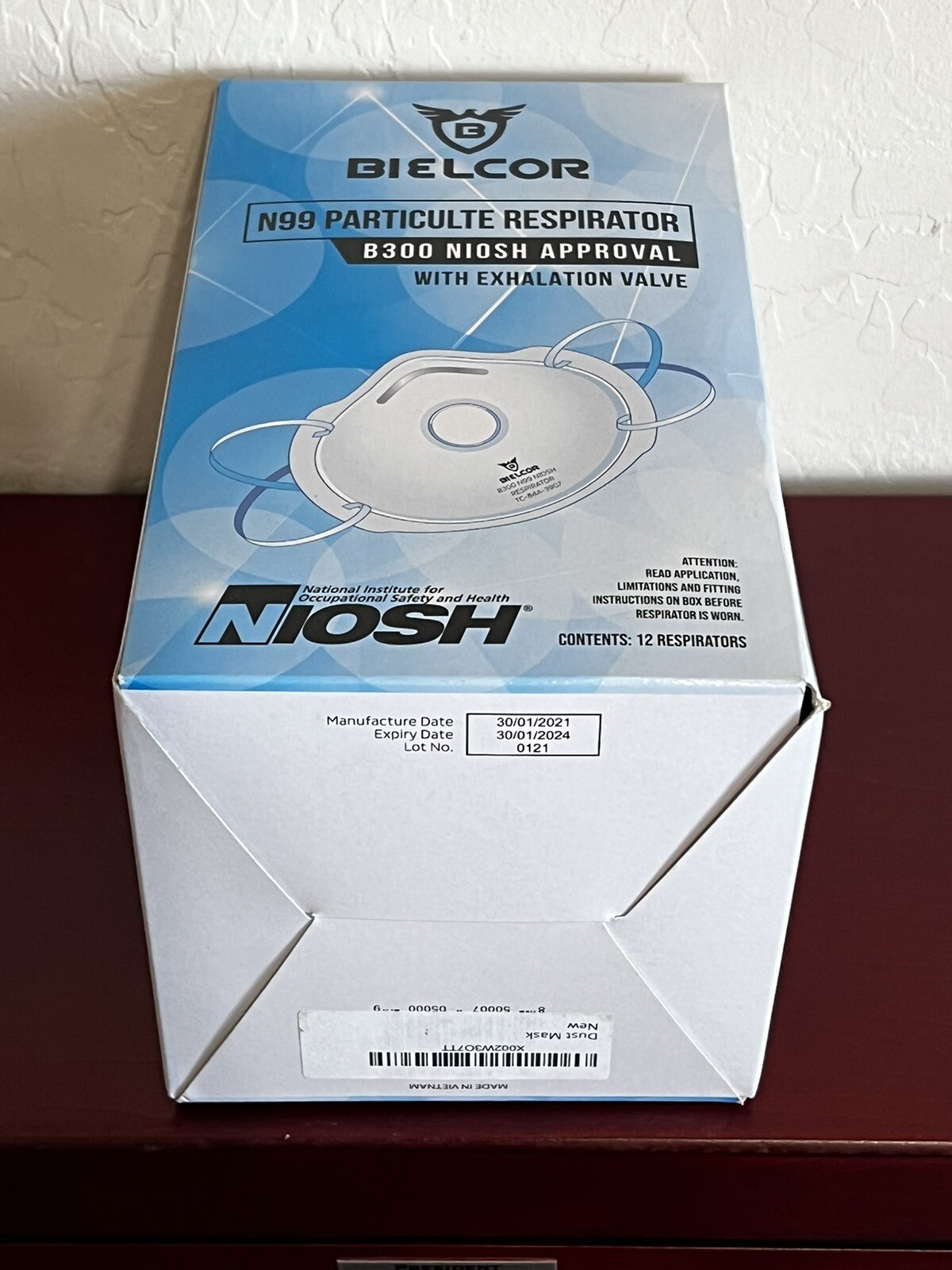 Bielcor N99 Particulate Respirator Masks w/Exhalation Valve NIOSH Approved 12 PK