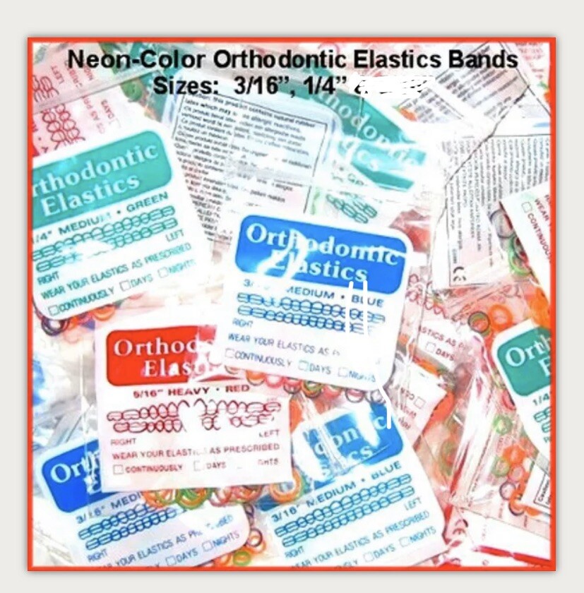 3/16″ ORTHODONTIC NEON COLOR ELASTICS ORAL LATEX BANDS BRACES DENTAL TEETH GAP