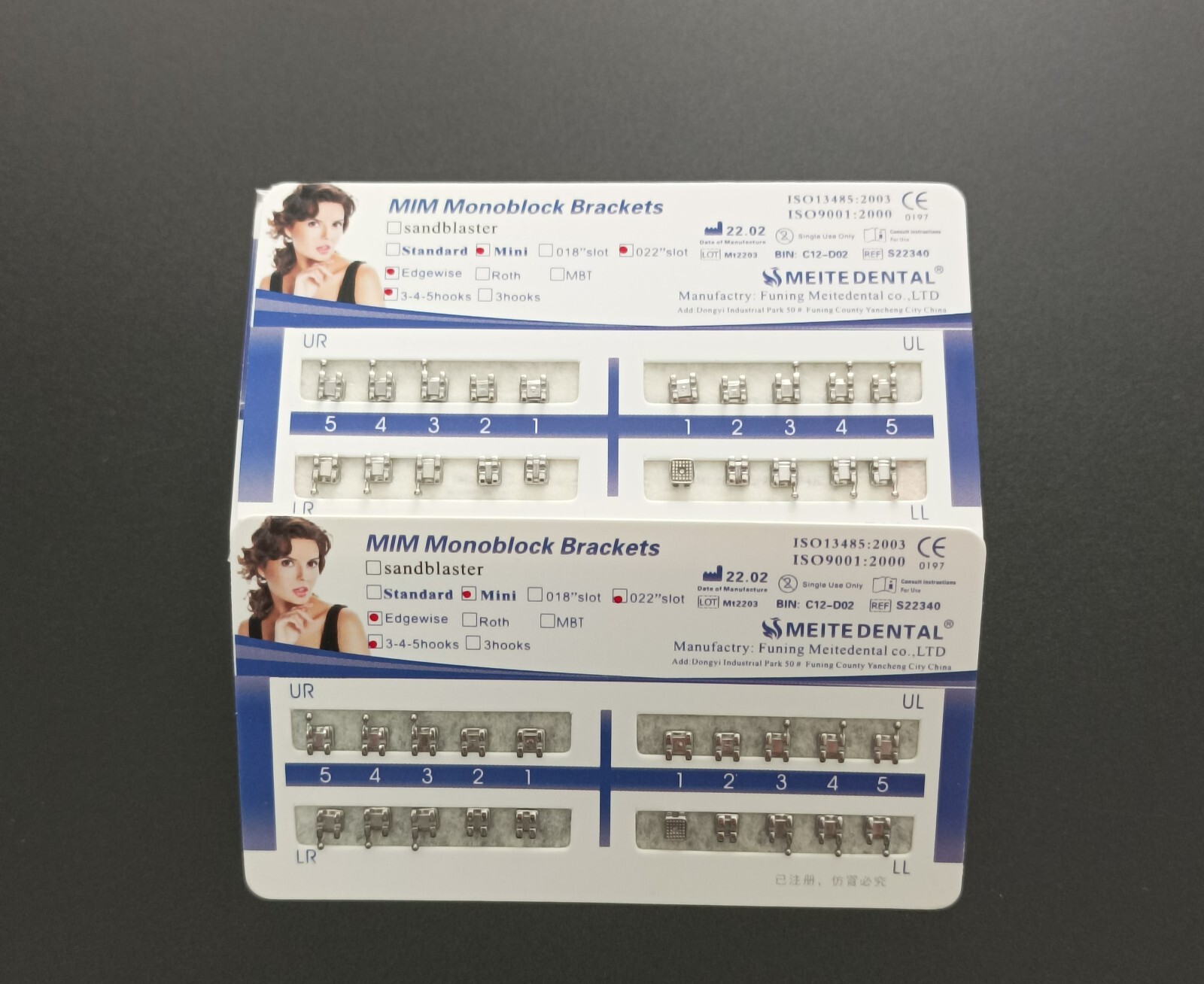 10Sets Dental Orthodontic Brackets MIM Monoblock Mini Roth/MBT 022 345 Hooks