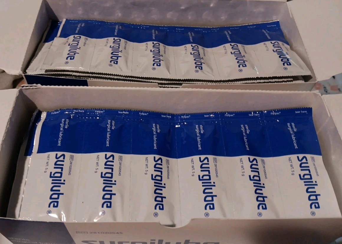 Lot Of 2 BOXES~SURGILUBE~Surgical Lubricant~144 Single Use .5g Packets per Box