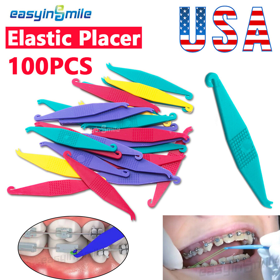 100Pc Dental Orthodontic Elastic Placer Elastic Rubber Band Placer For Brace 6mm
