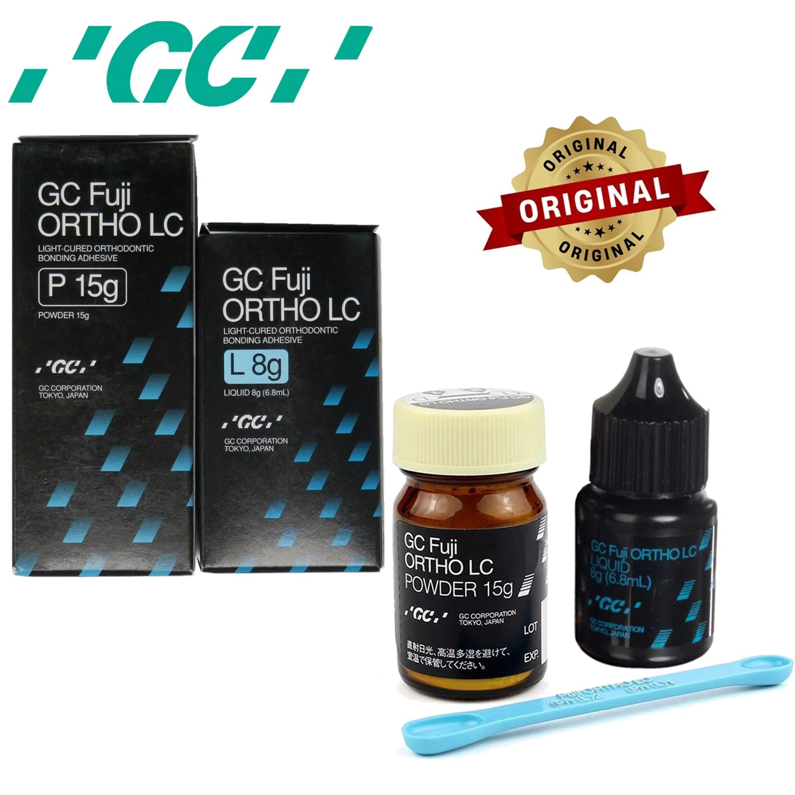 Original GC Fuji Ortho LC Light-Cure Glass Ionomer Cement Powder 15g Liquid 8g