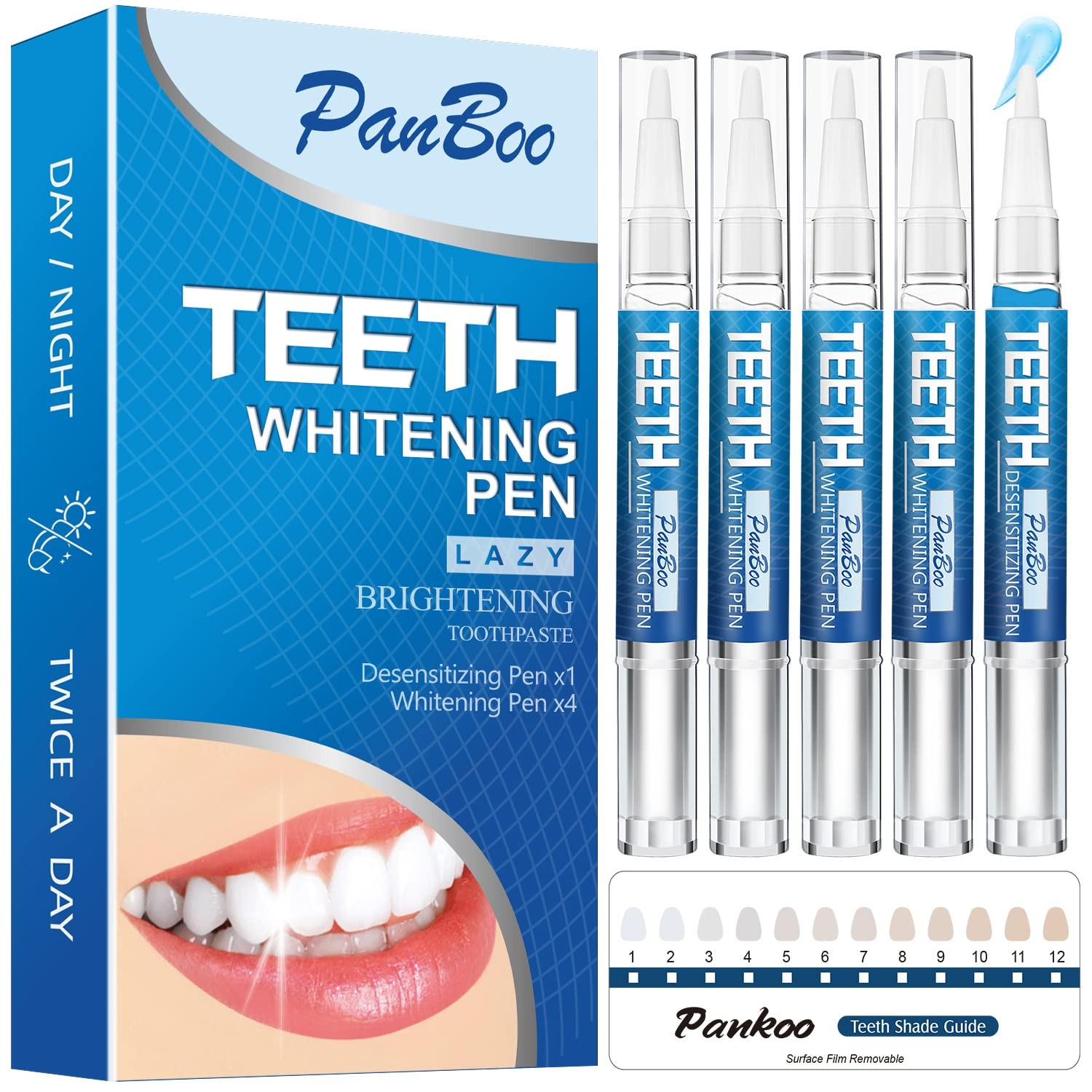 Teeth Whitening Pen 4+1(5 Pack), 70+ Treatments, 0.24 Fl Oz (Pack of 5), Bule