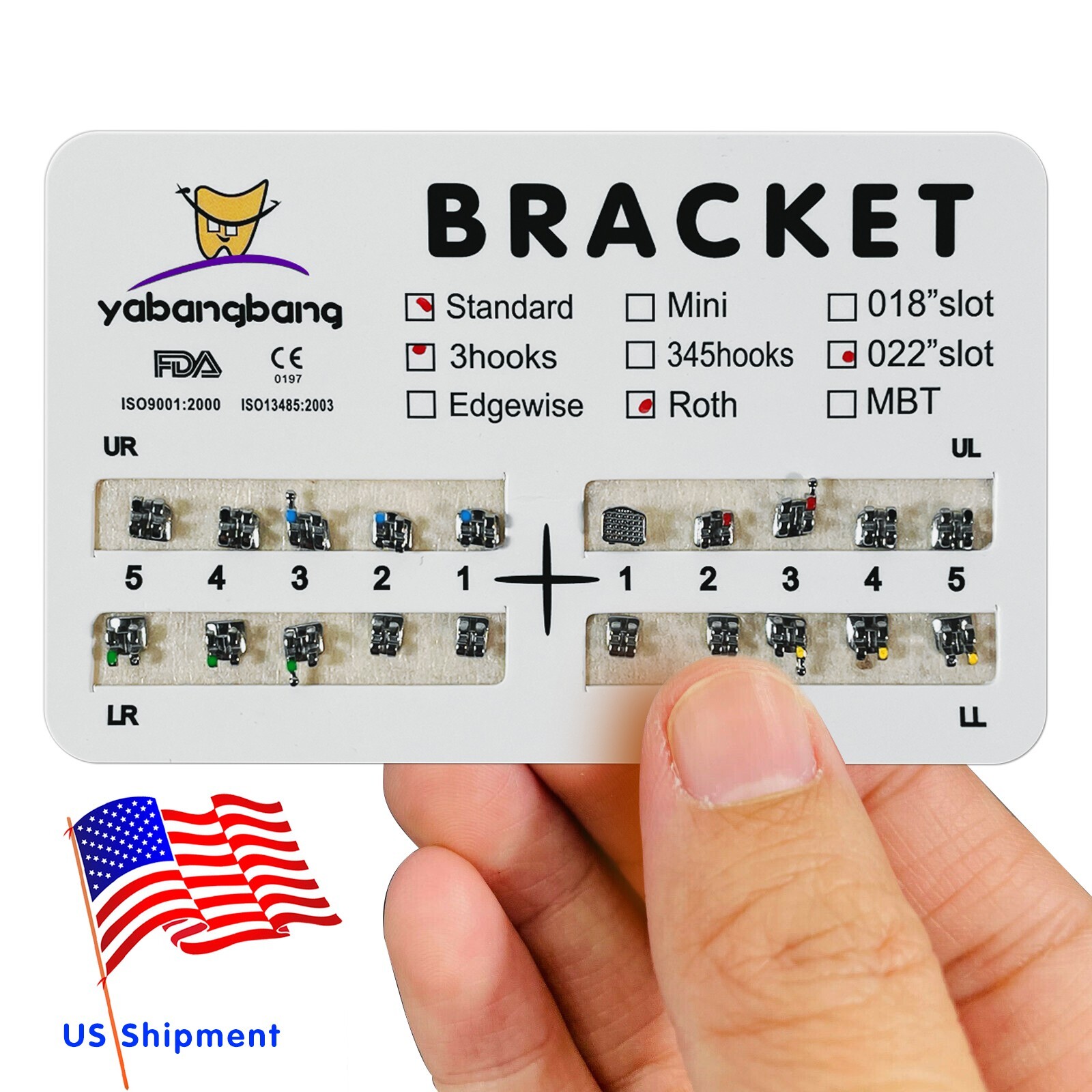10 Packs/200 pcs Dental Ortho Brackets Metal Braces Standard Roth 022 Hooks 3