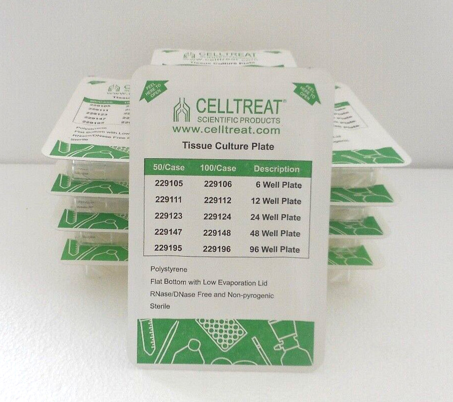 CellTreat Scientific Lot of 10 22911 Sterile Polystyrene 12 Well Plates New