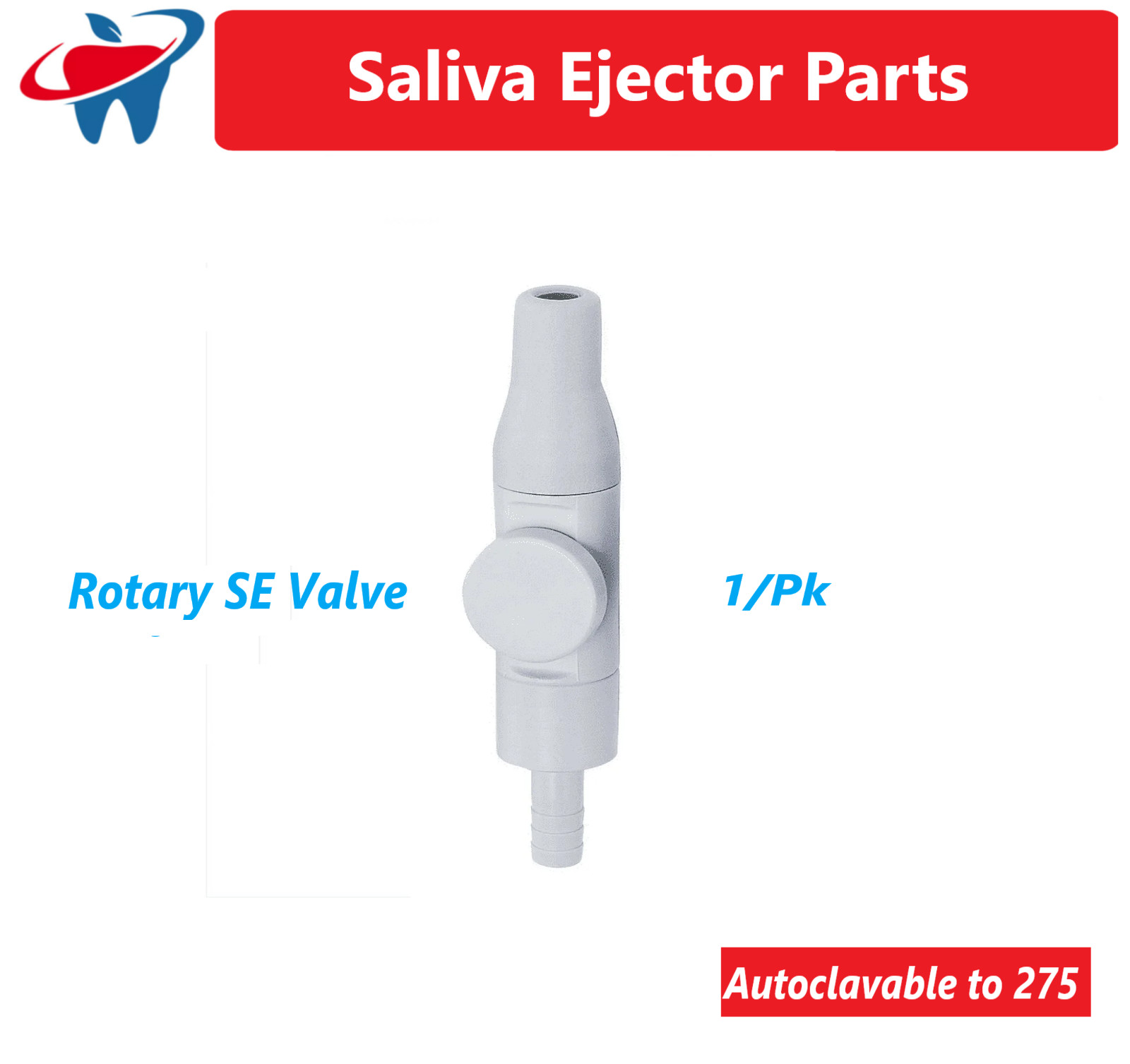 Dental Saliva Ejector Valves Valve w/ Lever On/Off Control, Autoclavable 275°F