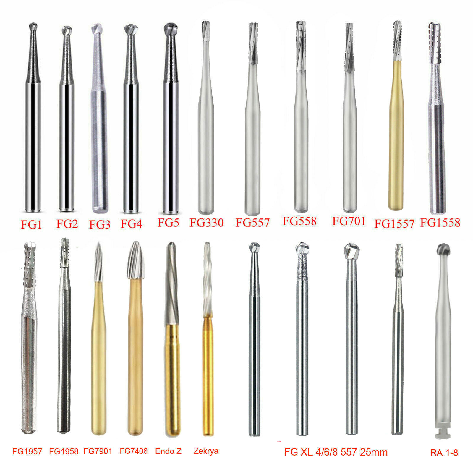 Dental Carbide Burs RA FG For High Low Speed Handpiece Contra Angle Turbine