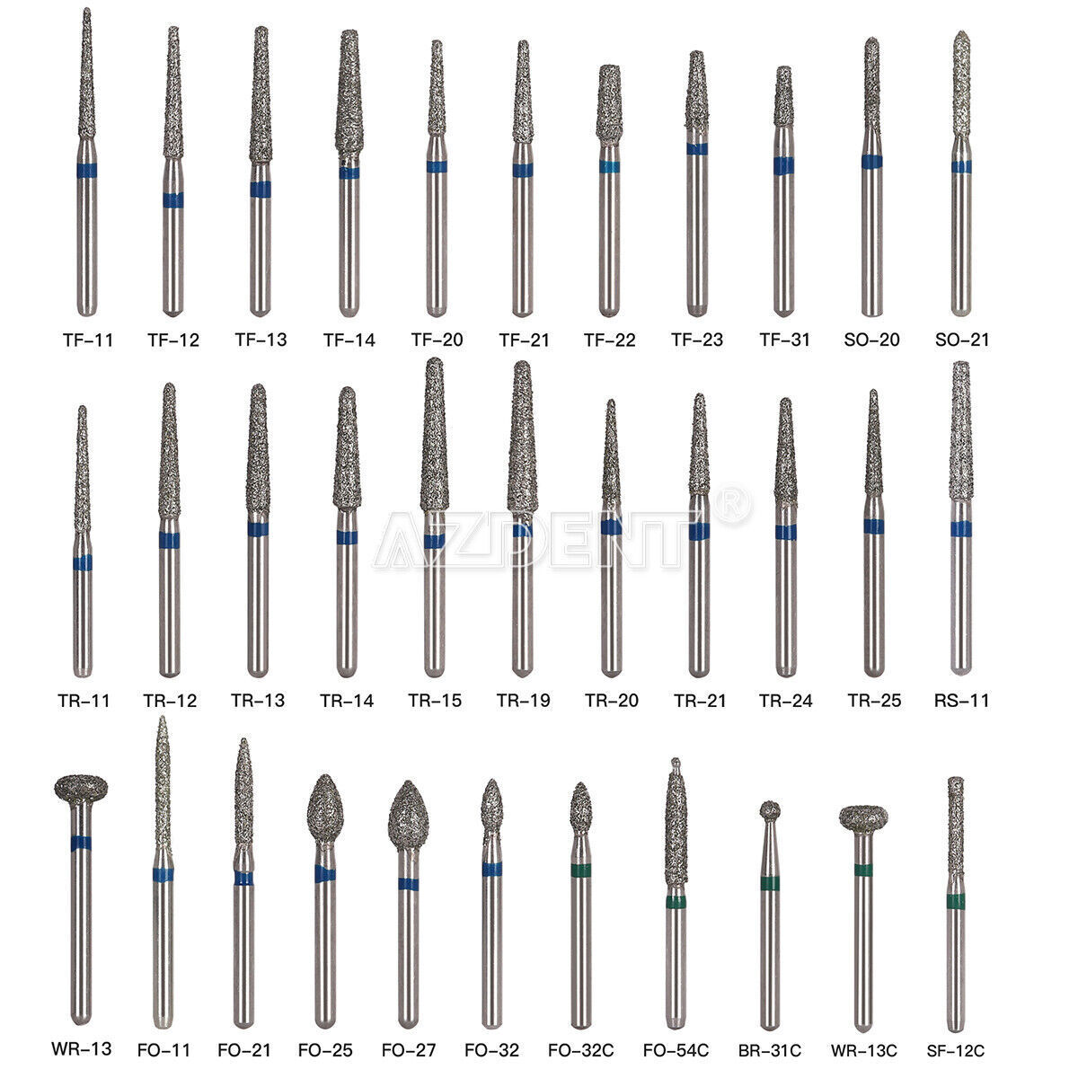 5Pcs/Pack Dental Turbine Diamond Burs For High Speed Handpiece Friction Grip Bur