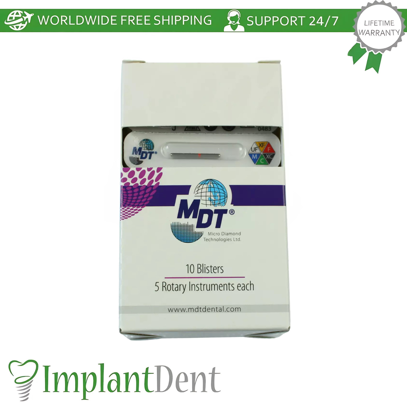 Dental MDT Flat End Cutting FG Diamond Burs 179R Fine Grit Shaping Surfaces