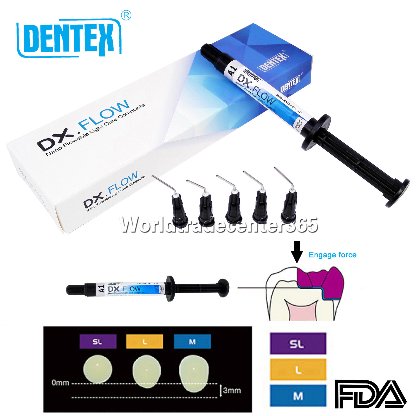 Dental Dentex Universal /Flowable Medium Flow Light Cure Composite Resin Refill